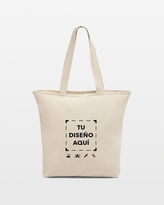 Bolsa de algodón grande con cremallera