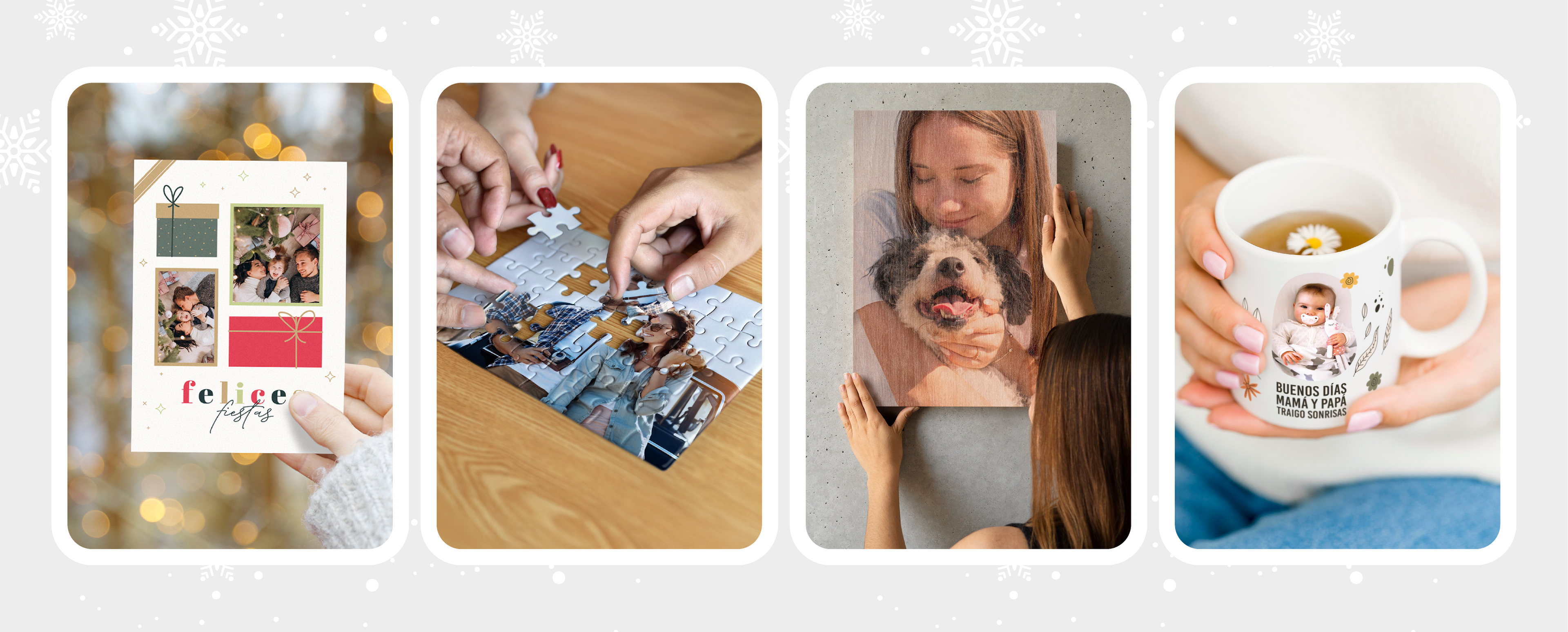 tarjeta de navidad, puzzle, impresión en madera, taza personalizada
