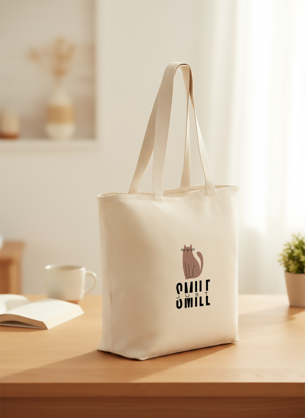 Bolsa de algodón grande con cremallera