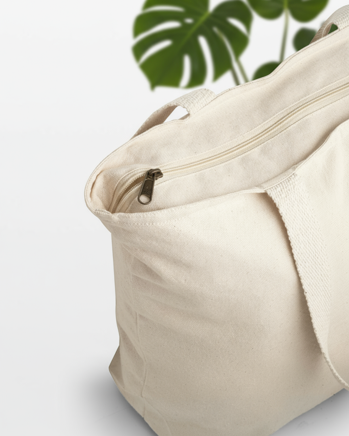 Bolsa de algodón grande con cremallera