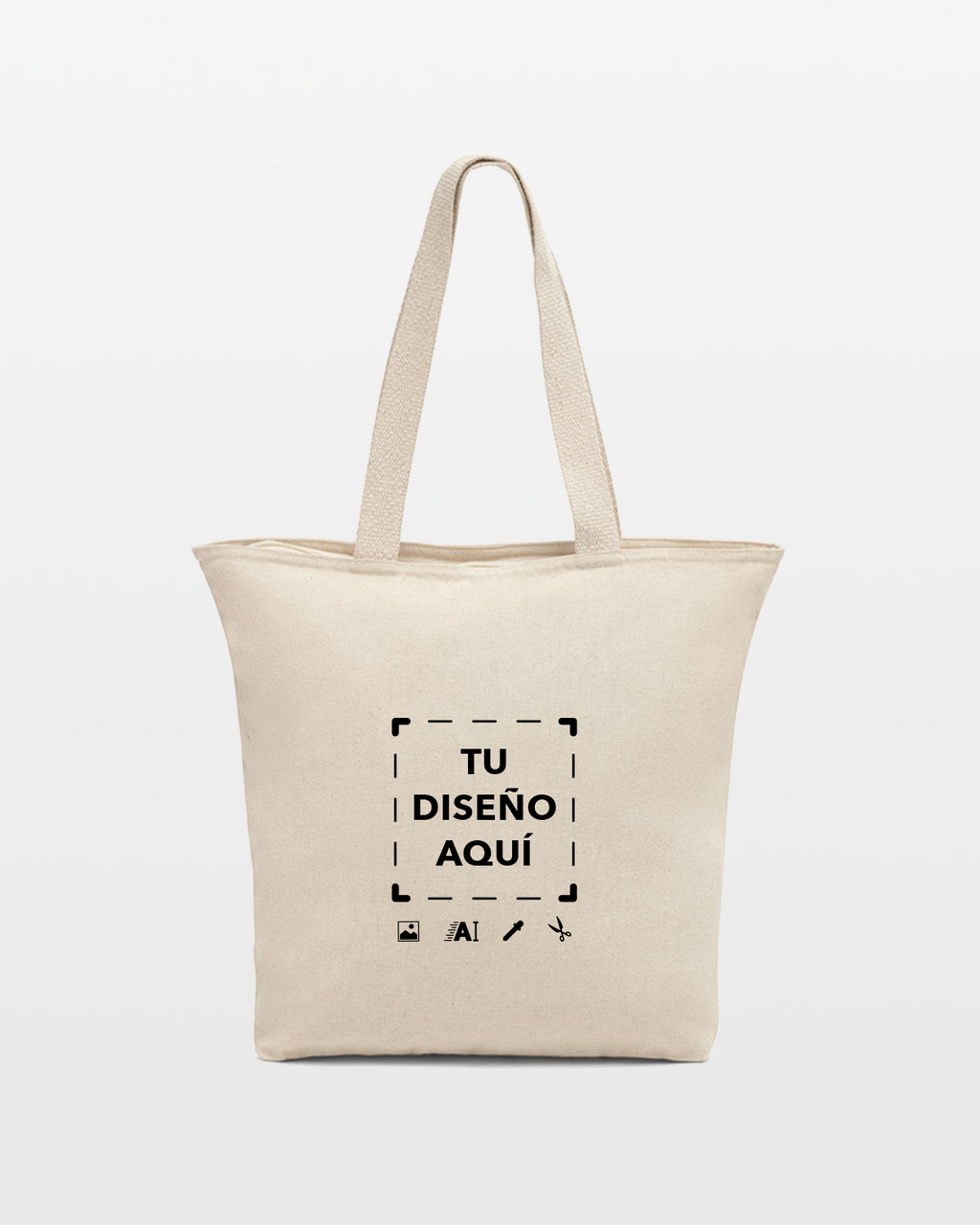 Bolsa de algodón grande con cremallera