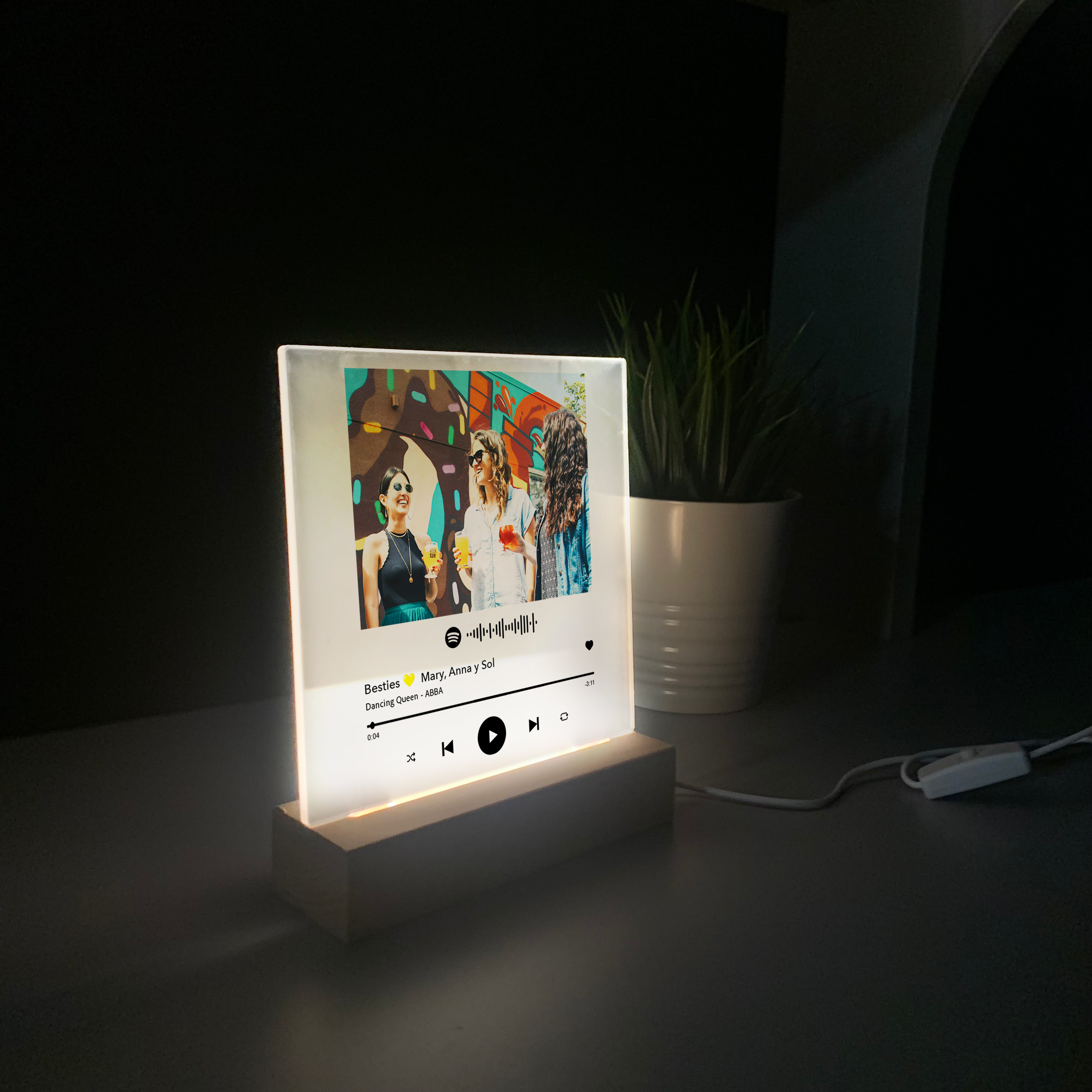 Placa Spotify con luz