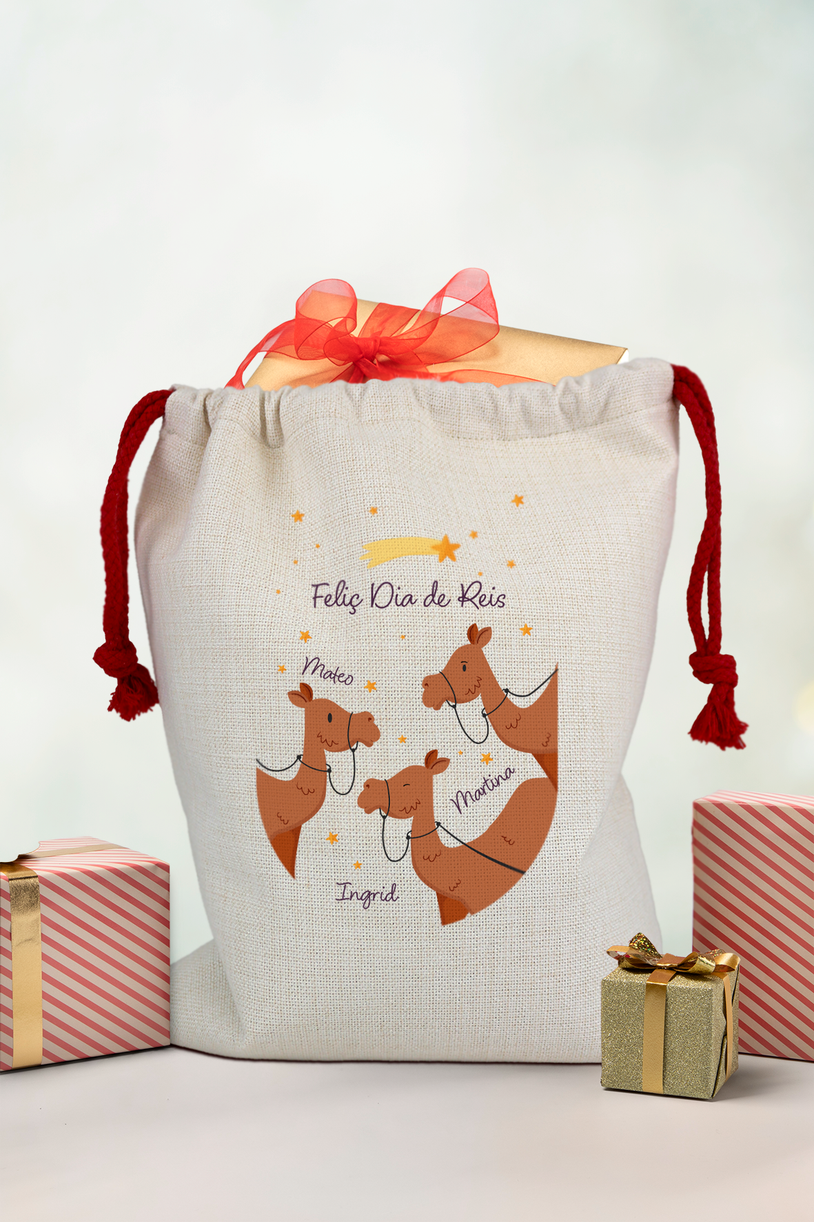 Saco navideño tipo lino