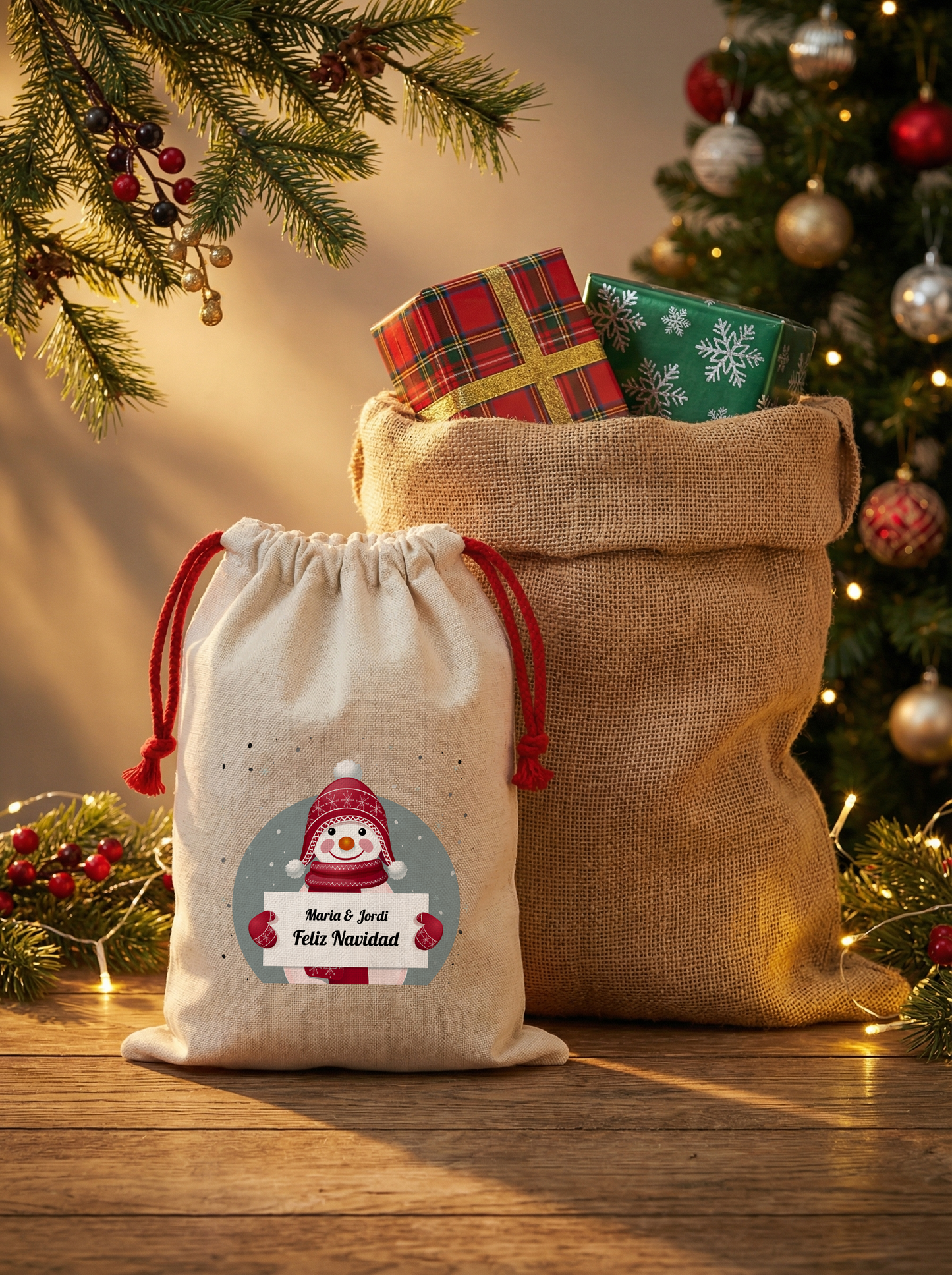 Saco navideño tipo lino